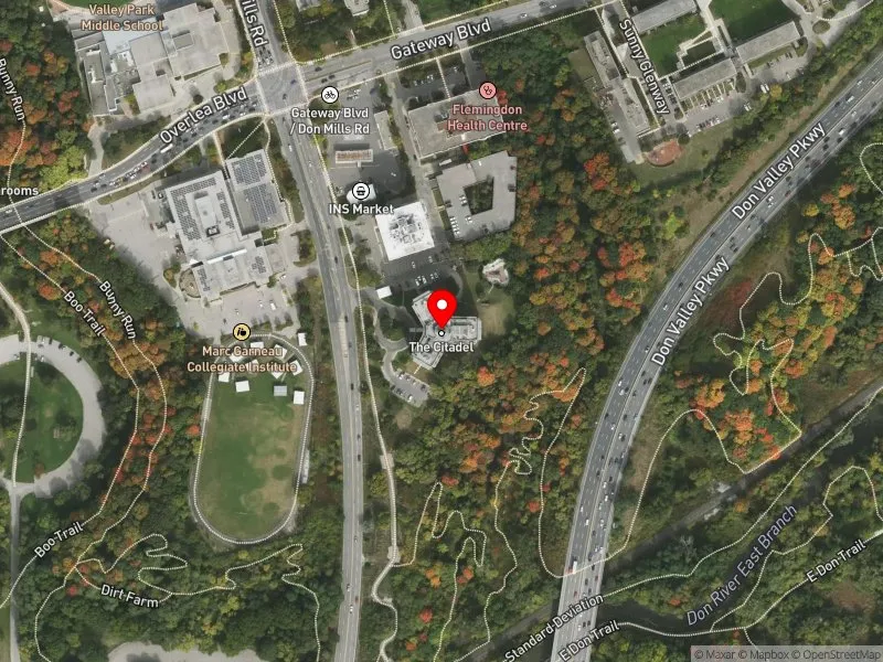 RentSafeTO apartment evaluation satellite view of 701 DON MILLS RD in Don Valley East, Toronto