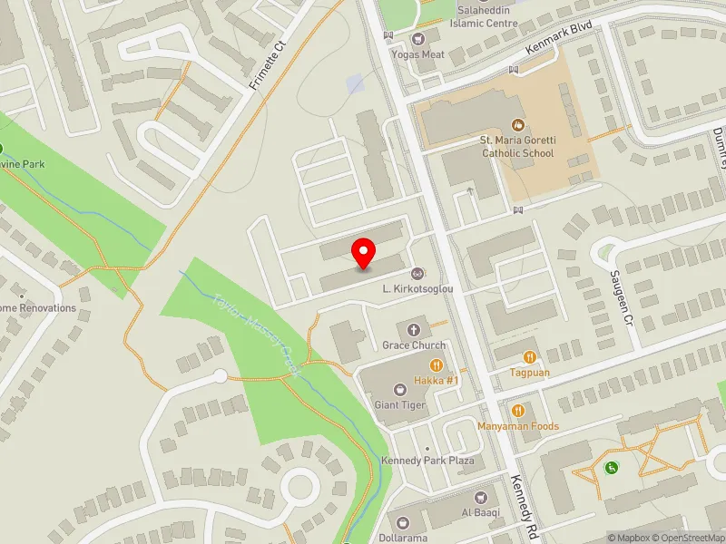 RentSafeTO apartment evaluation map view of 708 KENNEDY RD in Scarborough Southwest, Toronto
