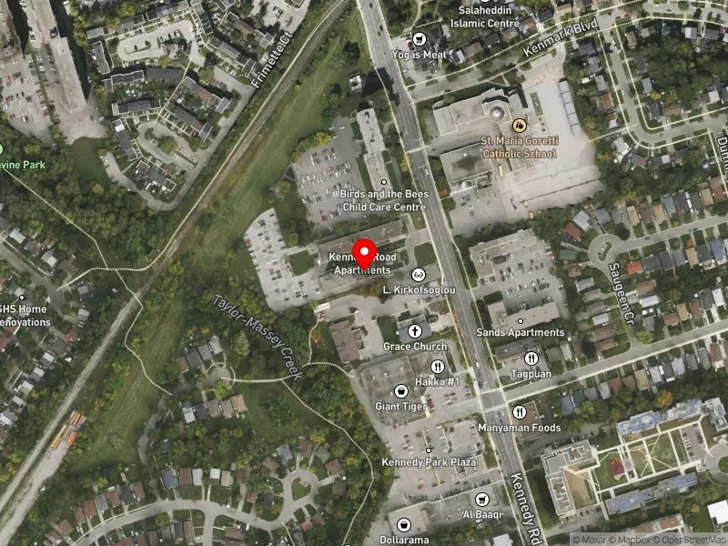 RentSafeTO apartment evaluation satellite view of 708 KENNEDY RD in Scarborough Southwest, Toronto
