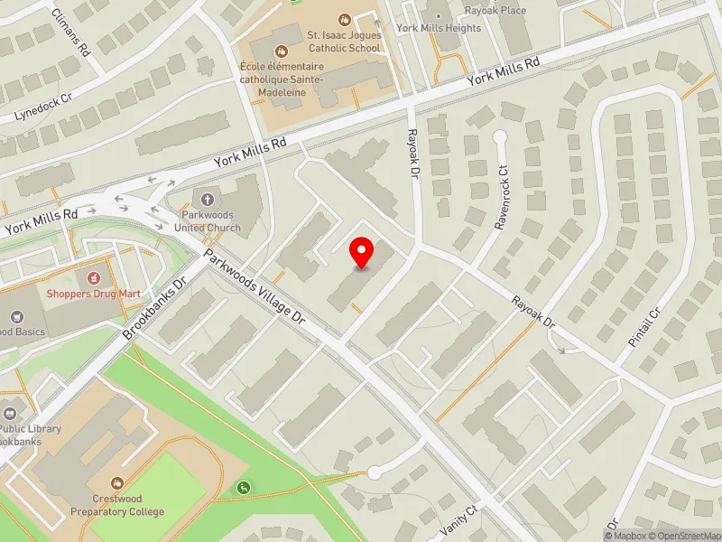 RentSafeTO apartment evaluation map view of 71 PARKWOODS VILLAGE DR in Don Valley East, Toronto