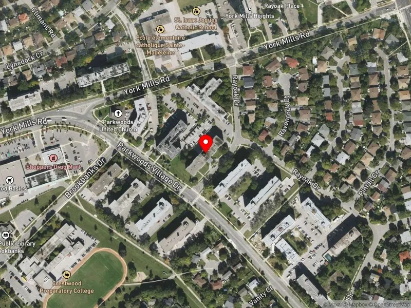 RentSafeTO apartment evaluation satellite view of 71 PARKWOODS VILLAGE DR in Don Valley East, Toronto