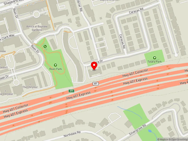 RentSafeTO apartment evaluation map view of 71 TALARA DR in Don Valley North, Toronto