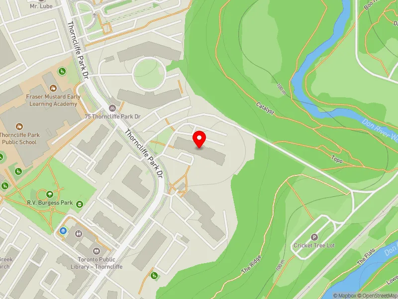 RentSafeTO apartment evaluation map view of 71 THORNCLIFFE PARK DR in Don Valley West, Toronto