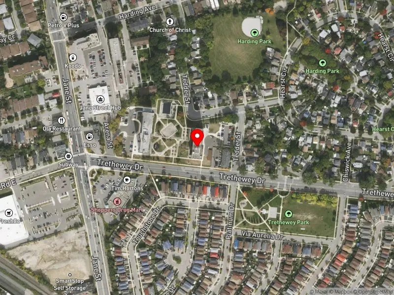 RentSafeTO apartment evaluation satellite view of 710 TRETHEWEY DR in York South-Weston, Toronto