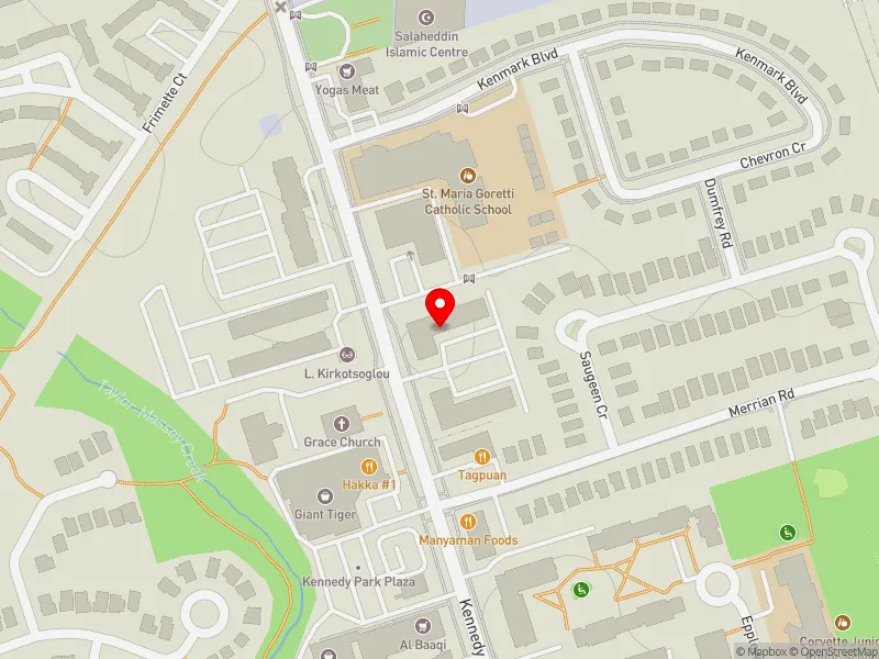 RentSafeTO apartment evaluation map view of 711 KENNEDY RD in Scarborough Southwest, Toronto