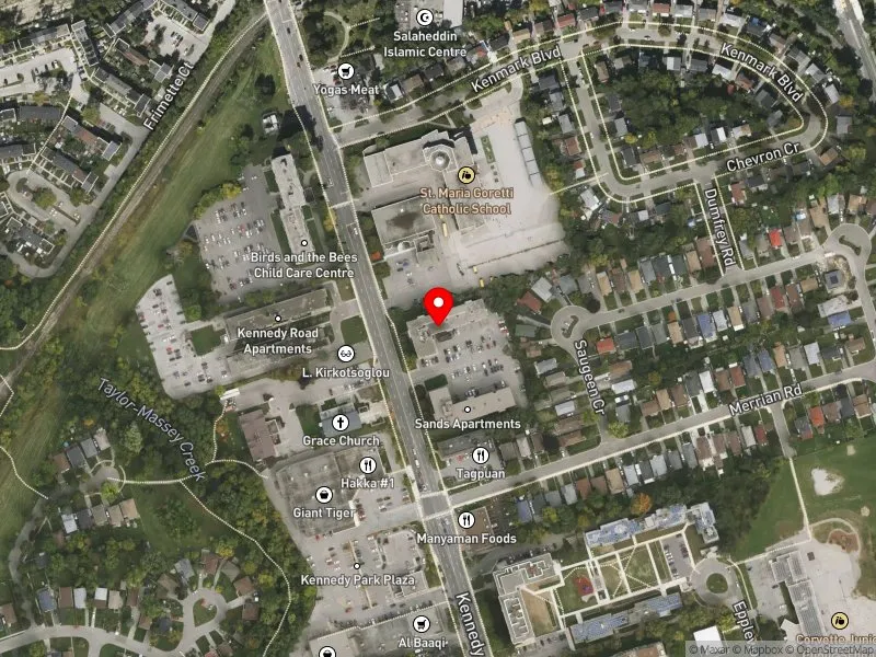 RentSafeTO apartment evaluation satellite view of 711 KENNEDY RD in Scarborough Southwest, Toronto