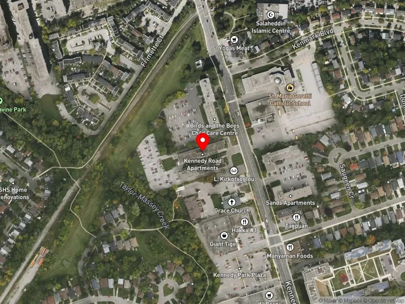 RentSafeTO apartment evaluation satellite view of 712 KENNEDY RD in Scarborough Southwest, Toronto