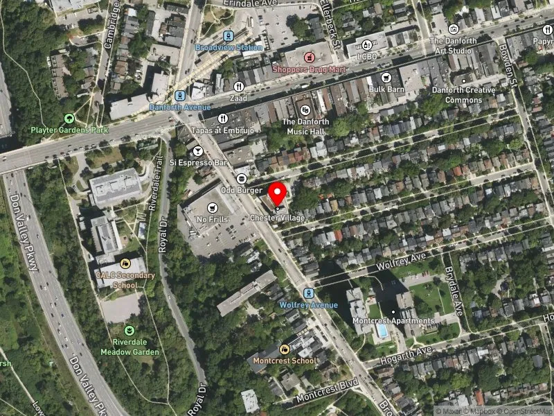 RentSafeTO apartment evaluation satellite view of 717 BROADVIEW AVE in Toronto-Danforth, Toronto