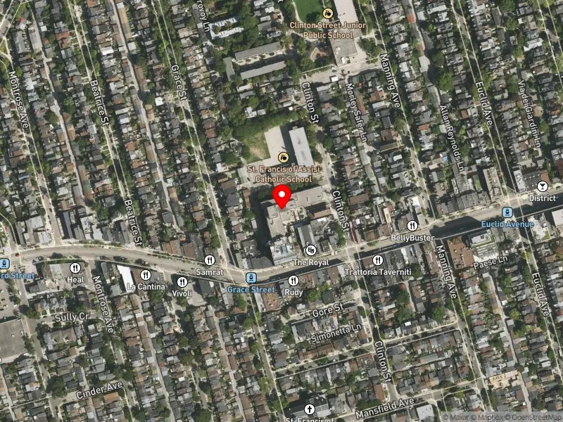 RentSafeTO apartment evaluation satellite view of 72 CLINTON ST in University-Rosedale, Toronto