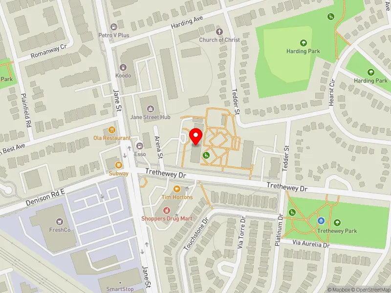 RentSafeTO apartment evaluation map view of 720 TRETHEWEY DR in York South-Weston, Toronto