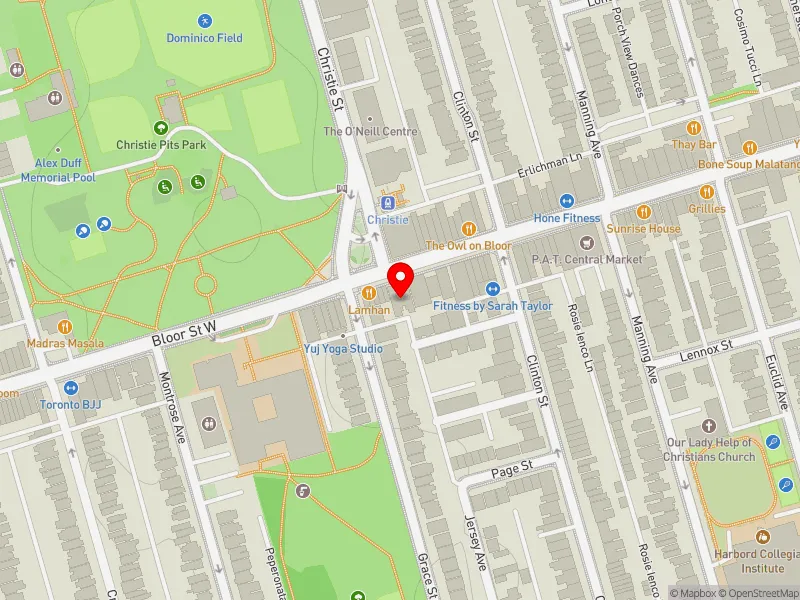 RentSafeTO apartment evaluation map view of 723 BLOOR ST W in University-Rosedale, Toronto