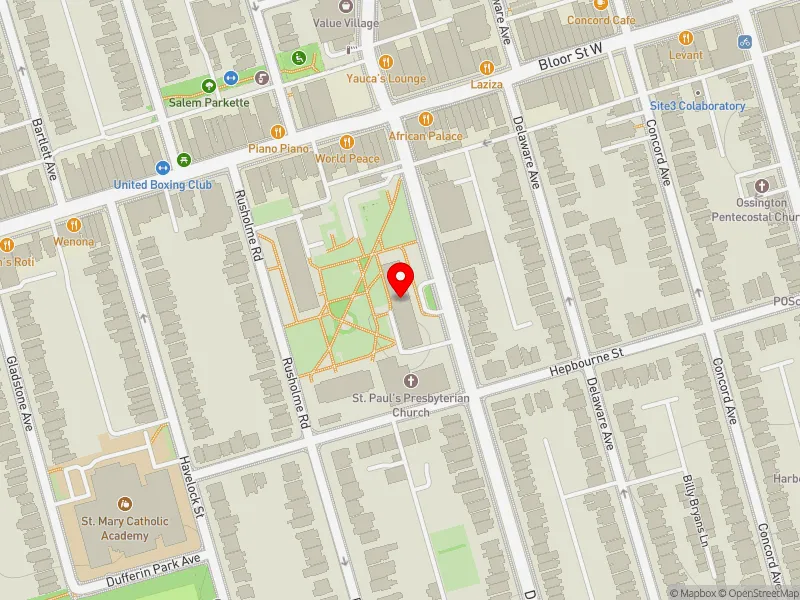 RentSafeTO apartment evaluation map view of 730 DOVERCOURT RD in Davenport, Toronto