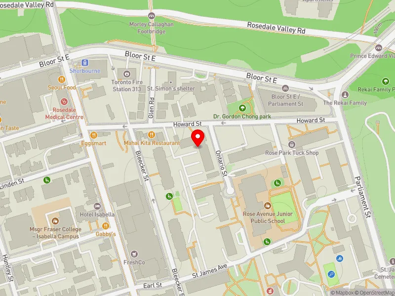 RentSafeTO apartment evaluation map view of 730 ONTARIO ST in Toronto Centre, Toronto