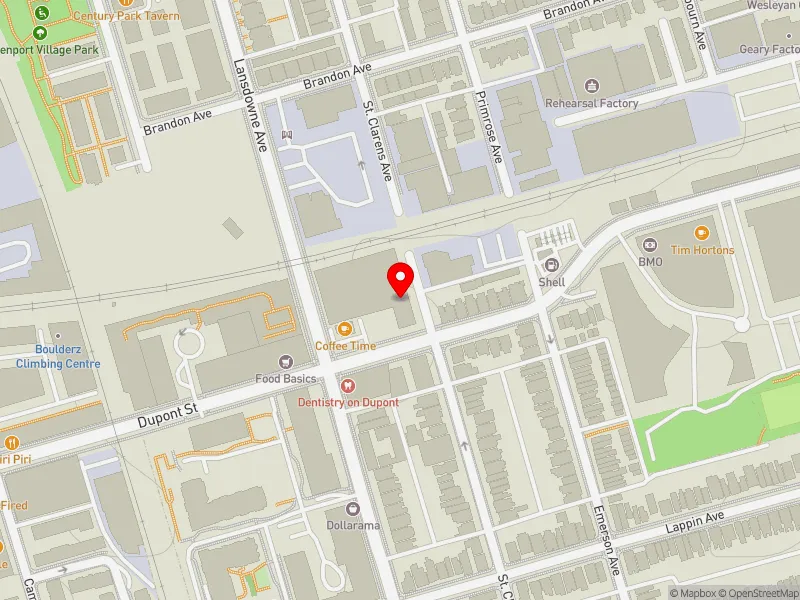 RentSafeTO apartment evaluation map view of 730 ST CLARENS AVE in Davenport, Toronto
