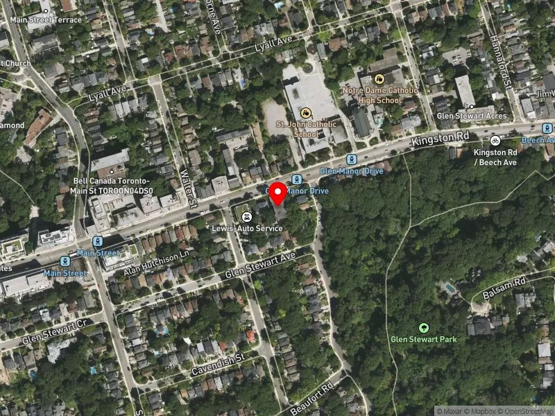 RentSafeTO apartment evaluation satellite view of 737 KINGSTON RD in Beaches-East York, Toronto