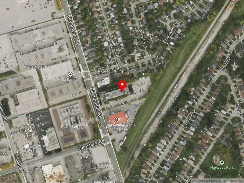 RentSafeTO apartment evaluation satellite view of 739 BIRCHMOUNT RD in Scarborough Southwest, Toronto