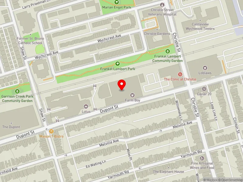RentSafeTO apartment evaluation map view of 740 DUPONT ST in University-Rosedale, Toronto