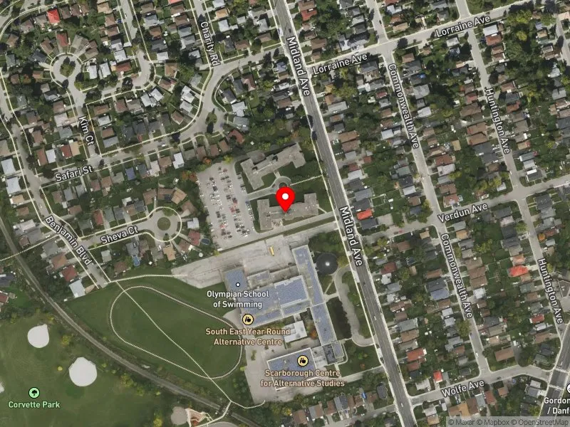 RentSafeTO apartment evaluation satellite view of 746 MIDLAND AVE in Scarborough Southwest, Toronto