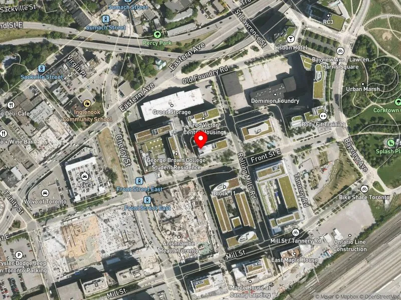RentSafeTO apartment evaluation satellite view of 75 COOPERAGE ST in Toronto Centre, Toronto