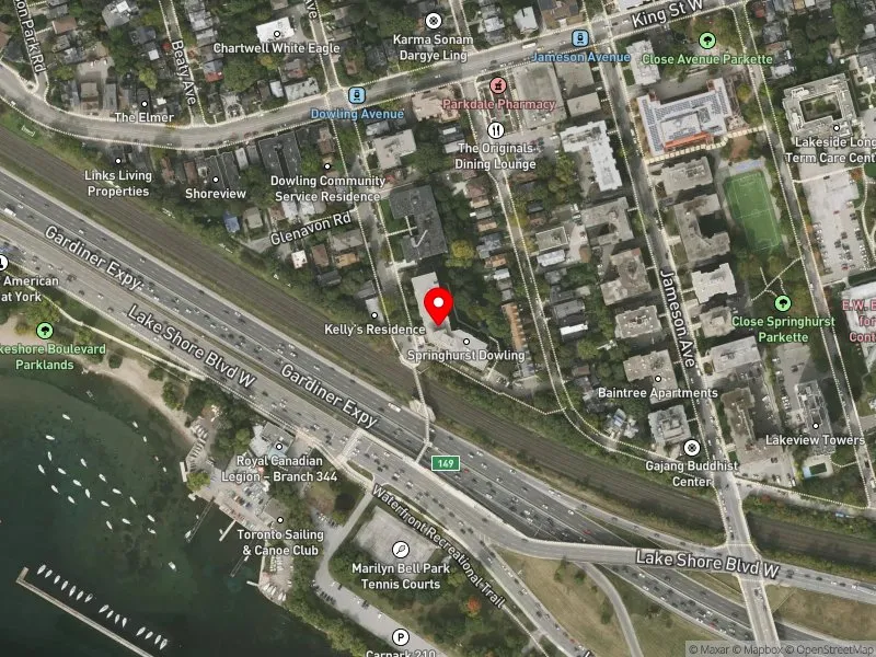 RentSafeTO apartment evaluation satellite view of 75 DOWLING AVE in Parkdale-High Park, Toronto