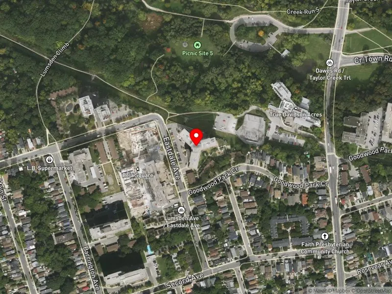 RentSafeTO apartment evaluation satellite view of 75 EASTDALE AVE in Beaches-East York, Toronto