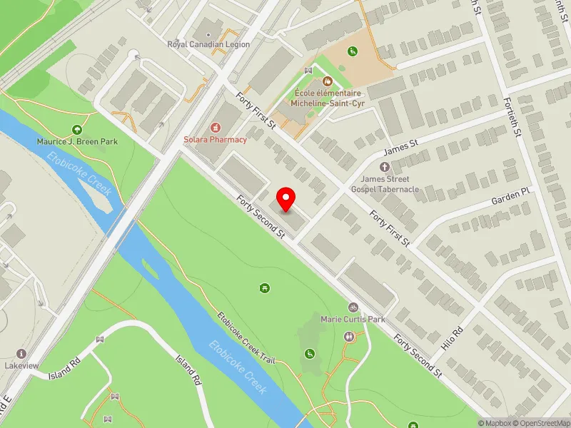 RentSafeTO apartment evaluation map view of 75 FORTY SECOND ST in Etobicoke-Lakeshore, Toronto