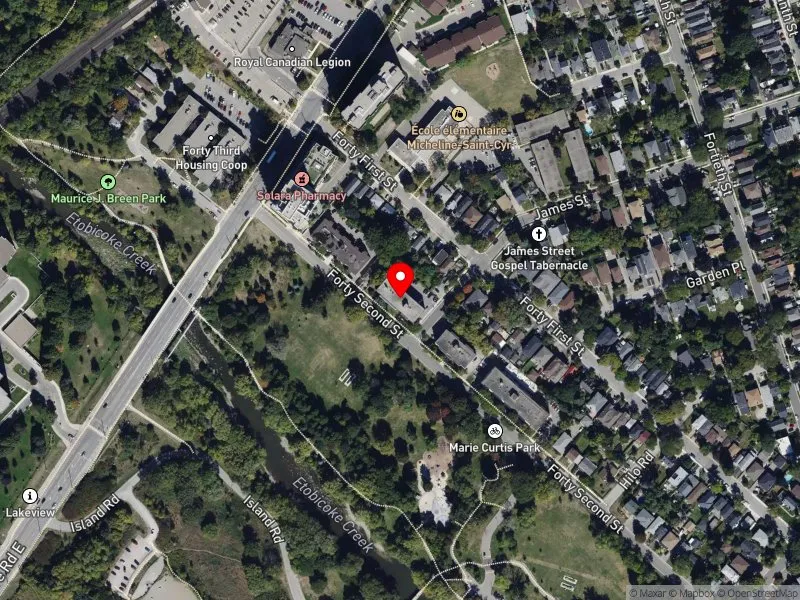 RentSafeTO apartment evaluation satellite view of 75 FORTY SECOND ST in Etobicoke-Lakeshore, Toronto