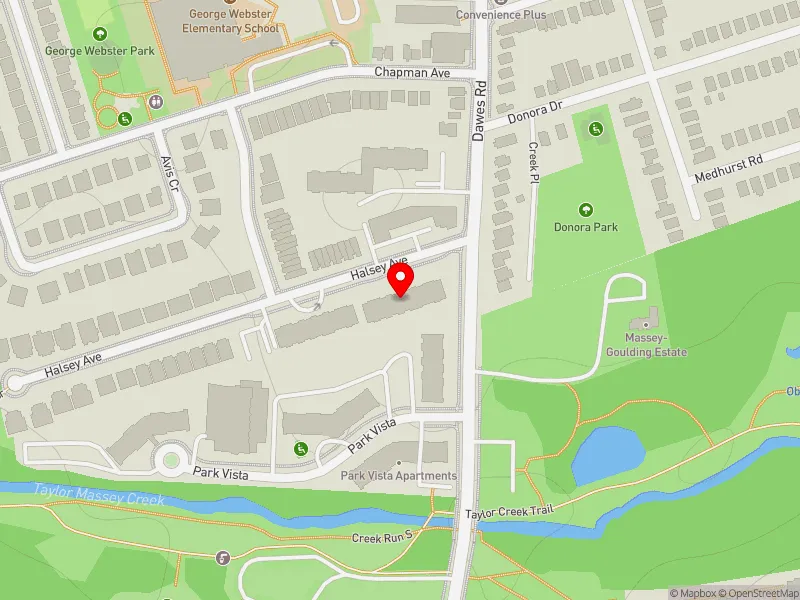 RentSafeTO apartment evaluation map view of 75 HALSEY AVE in Beaches-East York, Toronto
