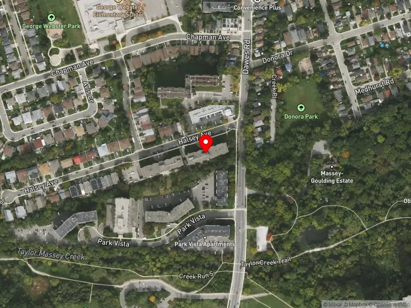 RentSafeTO apartment evaluation satellite view of 75 HALSEY AVE in Beaches-East York, Toronto