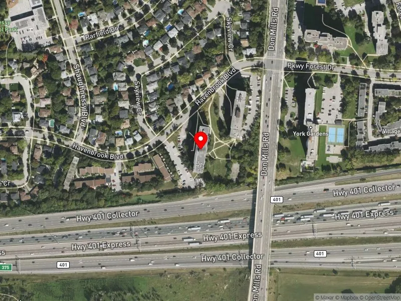 RentSafeTO apartment evaluation satellite view of 75 HAVENBROOK BLVD in Don Valley North, Toronto