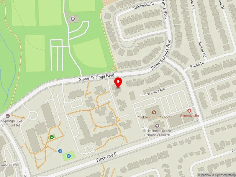 RentSafeTO apartment evaluation map view of 75 SILVER SPRINGS BLVD in Scarborough-Agincourt, Toronto