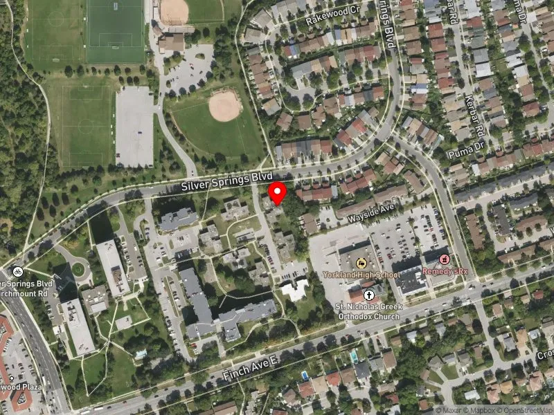 RentSafeTO apartment evaluation satellite view of 75 SILVER SPRINGS BLVD in Scarborough-Agincourt, Toronto