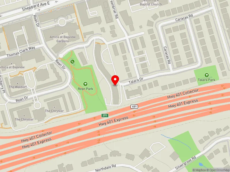RentSafeTO apartment evaluation map view of 75 TALARA DR in Don Valley North, Toronto