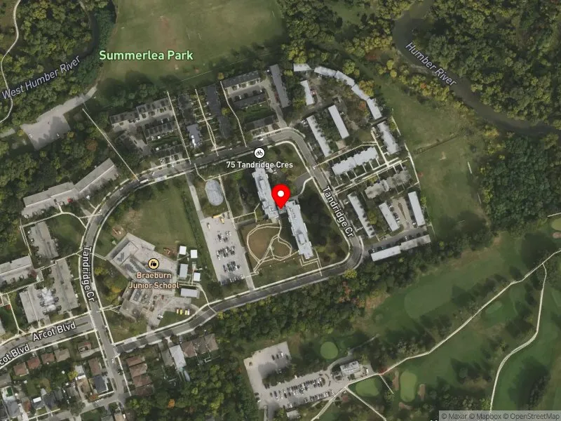 RentSafeTO apartment evaluation satellite view of 75 TANDRIDGE CRES in Etobicoke North, Toronto