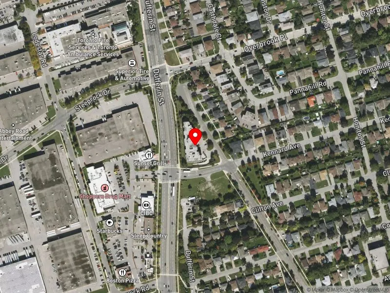 RentSafeTO apartment evaluation satellite view of 750 WILSON HEIGHTS BLVD in York Centre, Toronto