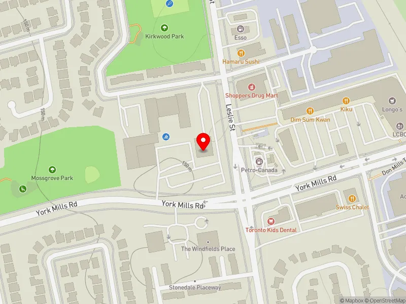 RentSafeTO apartment evaluation map view of 750 YORK MILLS RD in Don Valley West, Toronto