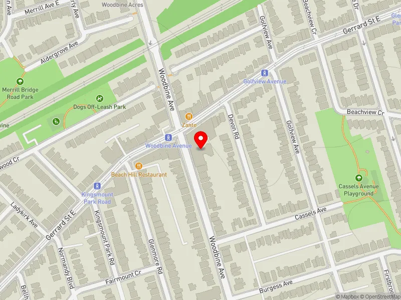 RentSafeTO apartment evaluation map view of 751 WOODBINE AVE in Beaches-East York, Toronto