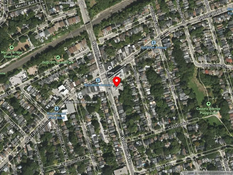 RentSafeTO apartment evaluation satellite view of 751 WOODBINE AVE in Beaches-East York, Toronto