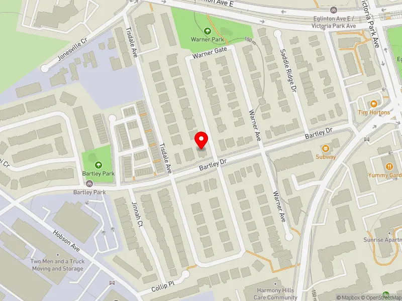 RentSafeTO apartment evaluation map view of 76 BARTLEY DR in Don Valley East, Toronto