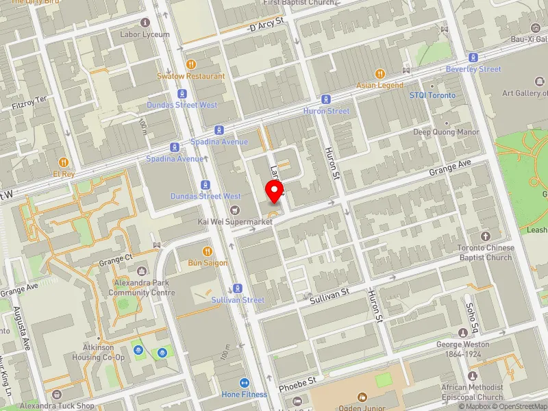 RentSafeTO apartment evaluation map view of 76 GRANGE AVE in Spadina-Fort York, Toronto