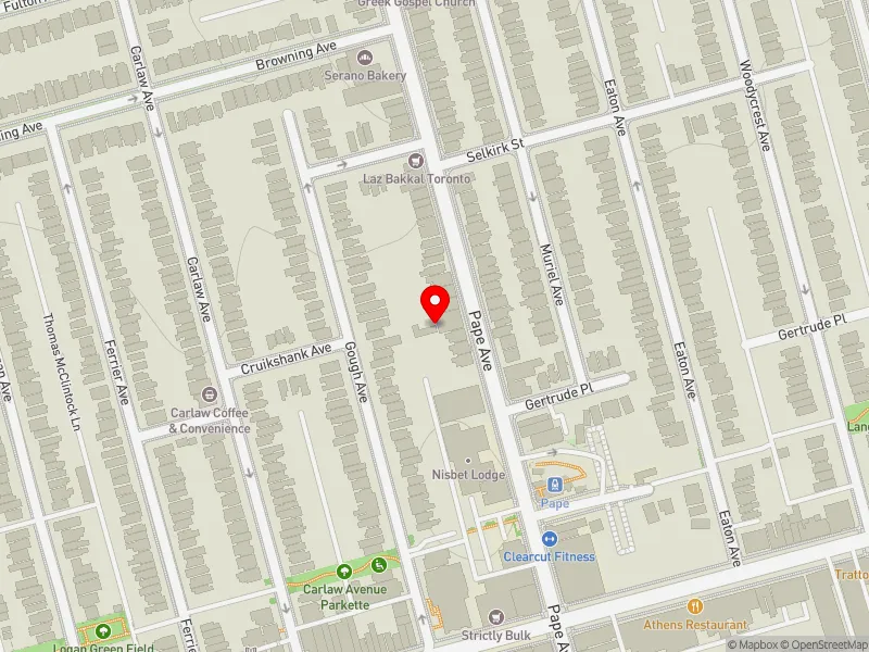 RentSafeTO apartment evaluation map view of 768 PAPE AVE in Toronto-Danforth, Toronto