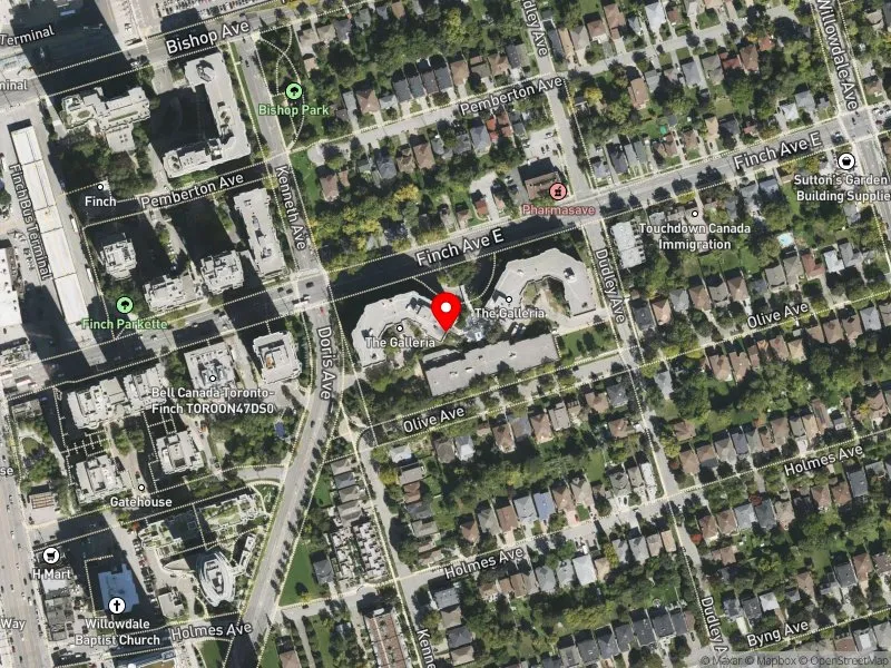 RentSafeTO apartment evaluation satellite view of 77 FINCH AVE E in Willowdale, Toronto