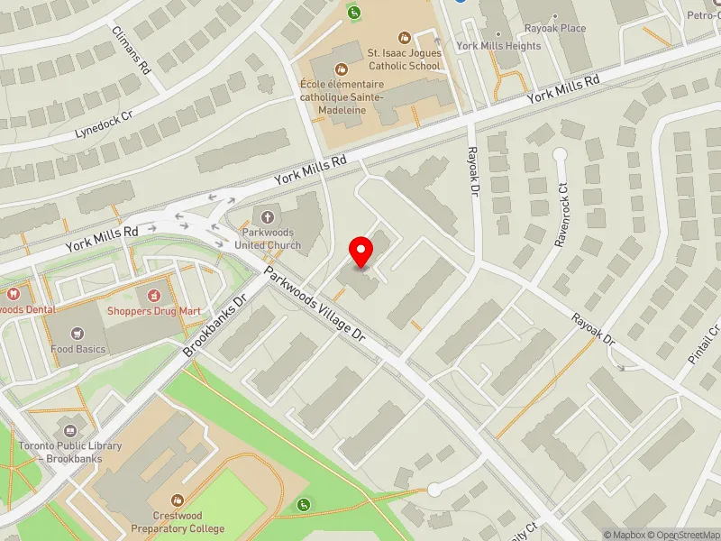 RentSafeTO apartment evaluation map view of 77 PARKWOODS VILLAGE DR in Don Valley East, Toronto