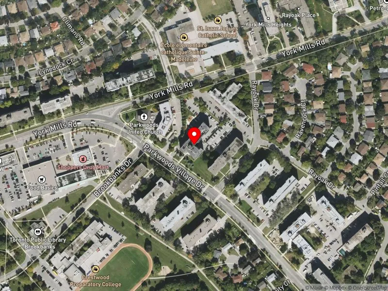 RentSafeTO apartment evaluation satellite view of 77 PARKWOODS VILLAGE DR in Don Valley East, Toronto