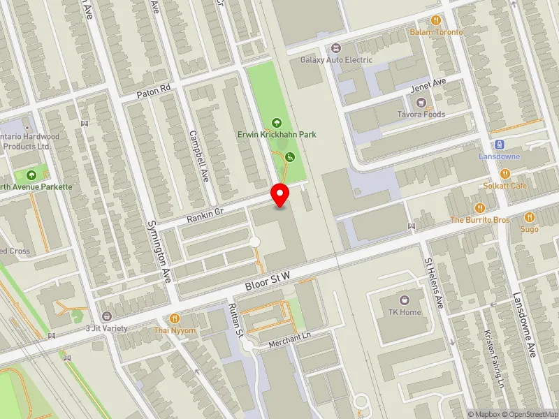 RentSafeTO apartment evaluation map view of 77 RANKIN CRES in Davenport, Toronto