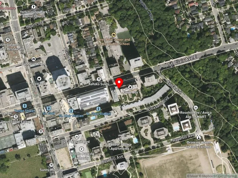 RentSafeTO apartment evaluation satellite view of 77 ST CLAIR AVE E in Toronto-St. Paul's, Toronto