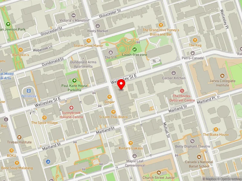 RentSafeTO apartment evaluation map view of 77 WELLESLEY ST E in Toronto Centre, Toronto