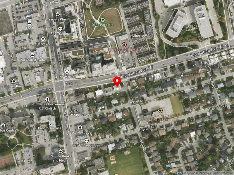 RentSafeTO apartment evaluation satellite view of 771 LAWRENCE AVE W in Eglinton-Lawrence, Toronto