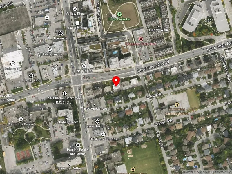 RentSafeTO apartment evaluation satellite view of 775 LAWRENCE AVE W in Eglinton-Lawrence, Toronto