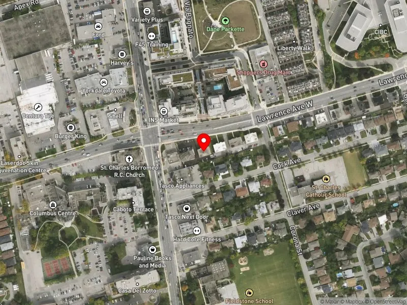 RentSafeTO apartment evaluation satellite view of 777 LAWRENCE AVE W in Eglinton-Lawrence, Toronto